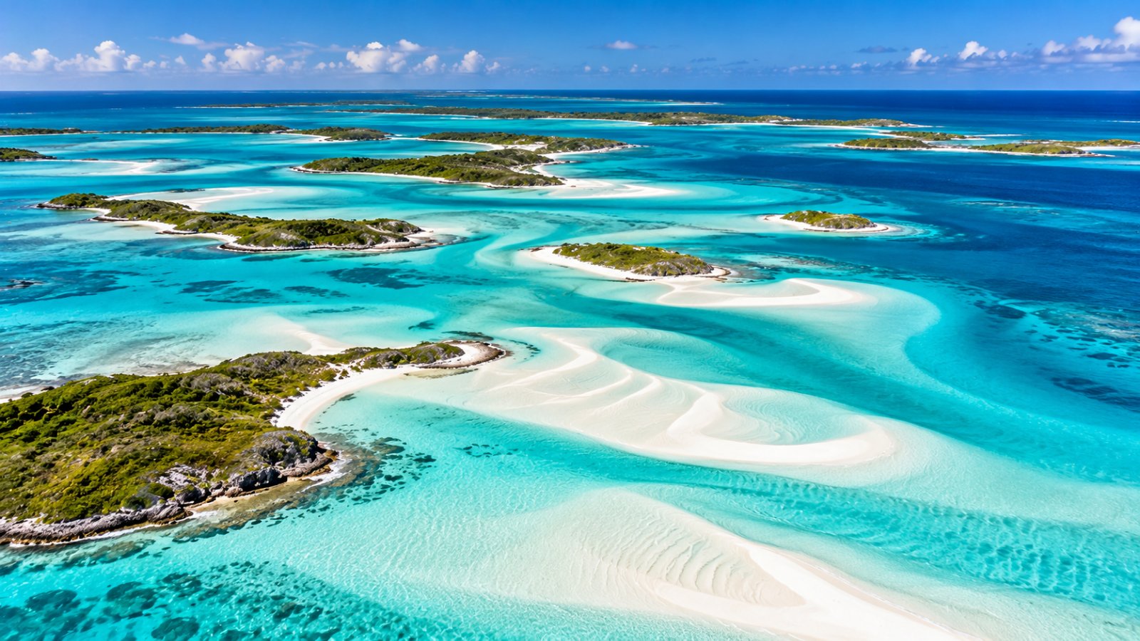 Banchi di sabbia e acque turchesi tra le isole delle Exuma