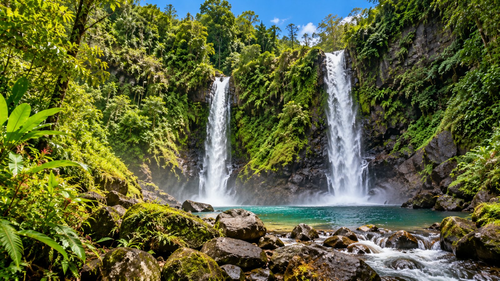 Cascate gemelle nella foresta pluviale di Dominica