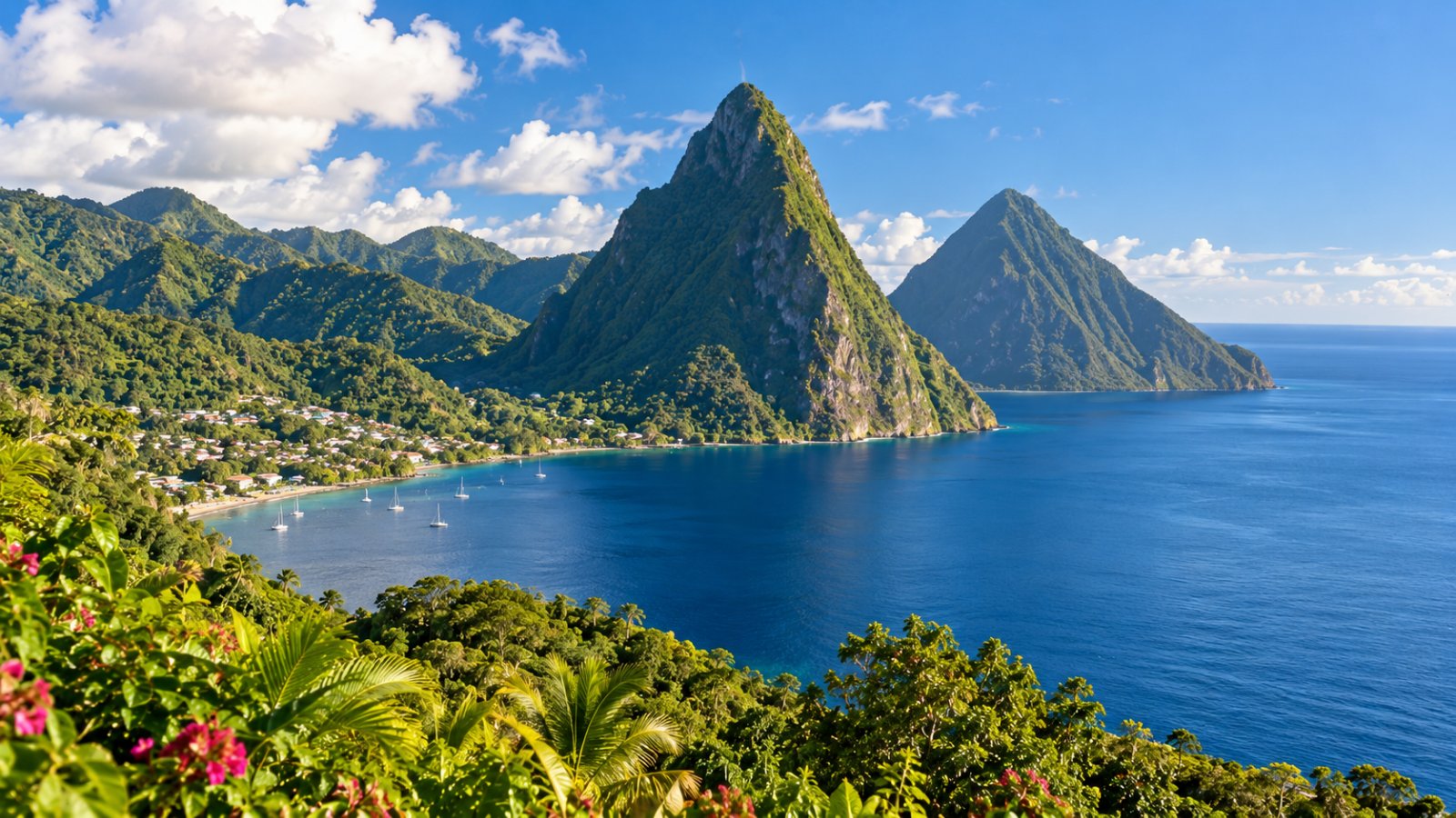 I due Pitons a picco sul mare nella baia di Soufrière